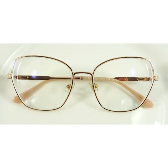 Kate Spade Eyeglasses Frames Only Pink Zeena/G Rose Gold Metal 54-17 Cat Eye - Picture 2 of 16